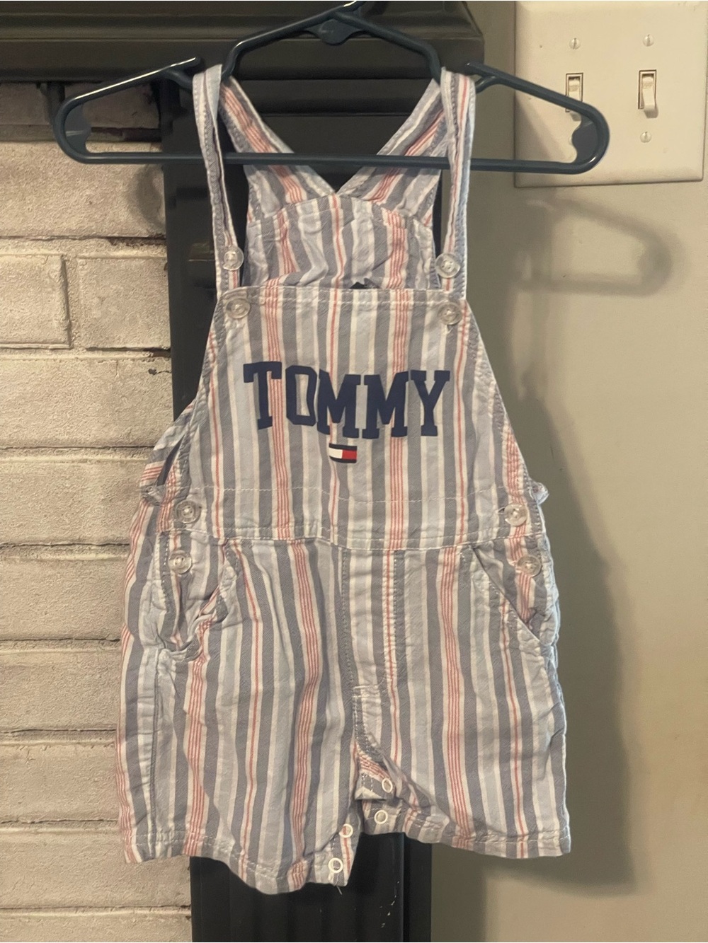 Tommy Hilfiger Striped Overalls in Blue, White & Red 18M